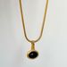 Unisex Gold Plated Titanium Steel Lover Gift Black Stone Snake Bone Chain Necklace_ipsvogv.com