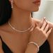 Bridal Jewelry Necklace Earrings Bracelet Set Three-Piece Clavicle Chain Evening Dress Accessories_ipsvogv.com