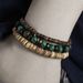 New Coconut Shell Wood Chip Multi Layer Stacking Bracelet Set European And American Retro Men's African Turquoise Wood Bead Bracelet_ipsvogv.com
