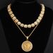 Cuban Chain Zinc Alloy Lion Pendant Men's Trendy Ins Hip Hop Style High Street Versatile Stacked Necklace Set_ipsvogv.com