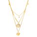 Temperament Accessory: Three Layer Collarbone Chain With Small Golden Beans, Full Diamond, Round Life Tree Pendant,_ipsvogv.com