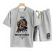 Men's Clothing waffle polo shirt short sleeved T shirt set summer loose clothes tops and pants suits for men_ipsvogv.com