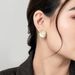 French Style Geometric Square Stud For Women, Silver Needle, Trendy Autumn Winter Minimalist Design Sense Earrings_ipsvogv.com