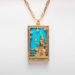 Electroplated Real Gold Retro Tarot TAROT With Diamond Oil Drop Square Necklace Female Ins High Praise Hot Model_ipsvogv.com