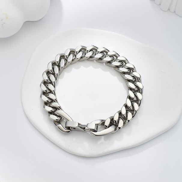 13MM Four-Sided Polished Titanium Hip-Hop Personality Bracelet Trendy Men's Stainless Steel Cuban Chain_ipsvogv.com