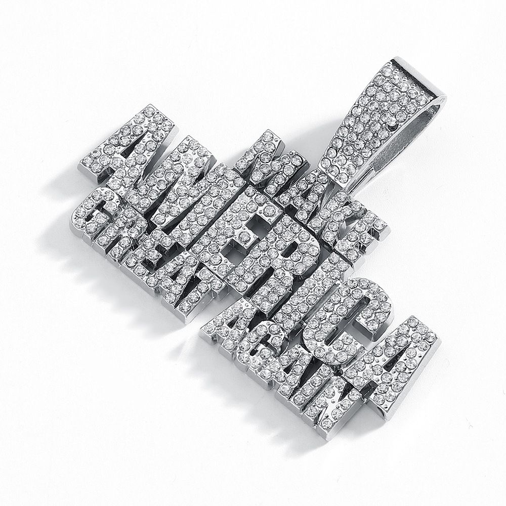 Make America Create AGAIN Full Diamond Letter Alloy Pendant Hip Hop Men's Necklace_ipsvogv.com