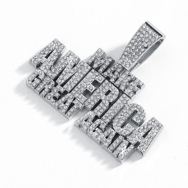 Make America Create AGAIN Full Diamond Letter Alloy Pendant Hip Hop Men's Necklace_ipsvogv.com