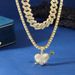 One arrow piercing full diamond heart zinc alloy pendant with a high-end feel, Cuban chain, men's and women's hip-hop_ipsvogv.com