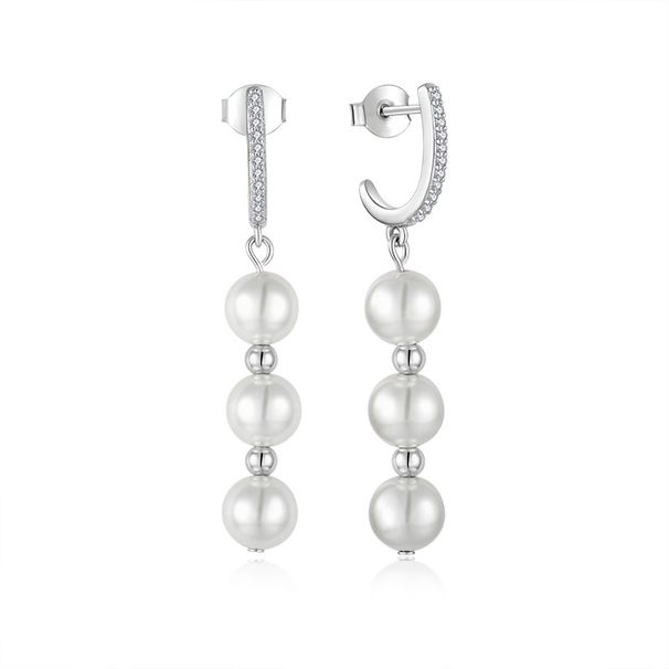 Pearl earrings sterling silver earrings ear hooks light luxury 7mm white shell pearl silver jewelry_ipsvogv.com