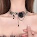 Sweet Cool Girl Button Lace Rose Patchwork Necklace For Women Fashion Versatile Ins Niche Temperament Light Luxury_ipsvogv.com