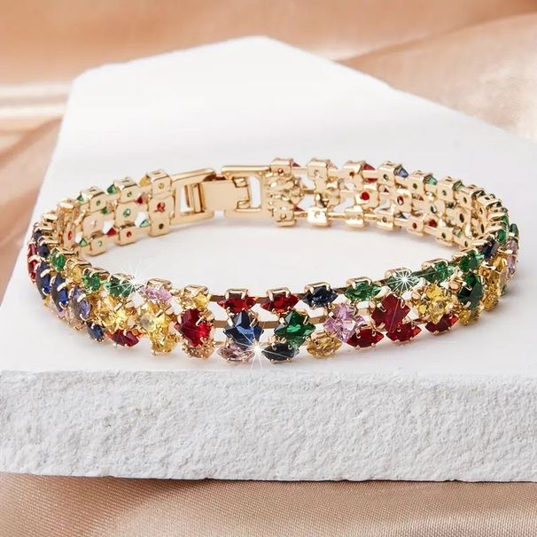 Advanced Copper Set Zircon Bracelet, Women's Tennis Chain, Fashion Color Full Diamond Handmade Accessories, Jewelry_ipsvogv.com