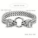 Men's stainless steel Wolf Head Franco Link Chain Bracelet Retro personality Wolf Head bracelet for both men and women_ipsvogv.com