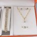 Simple jewelry set fashionable and versatile zircon necklace earrings ring bracelet four piece jewelry_ipsvogv.com
