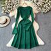Women's Clothing 2024 autumn and winter new solid color slim fit long sleeve bottoming sweater long skirt a line over knee knitted dress_ipsvogv.com