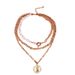Fashion Shaped Pearl Mixed With Three-layer Chain Necklace, Hip-hop Rose Relief Queen Pendant_ipsvogv.com