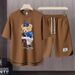 Men's Clothing 2024 Waffle Casual Summer Suit Men's Loose Teen Short sleeved T shirt Shorts Handsome Two piece Suit_ipsvogv.com