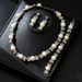 Pinduoduo Jewelry Fashion Pearl Necklace Earrings Bracelet Set Bride Accessories_ipsvogv.com