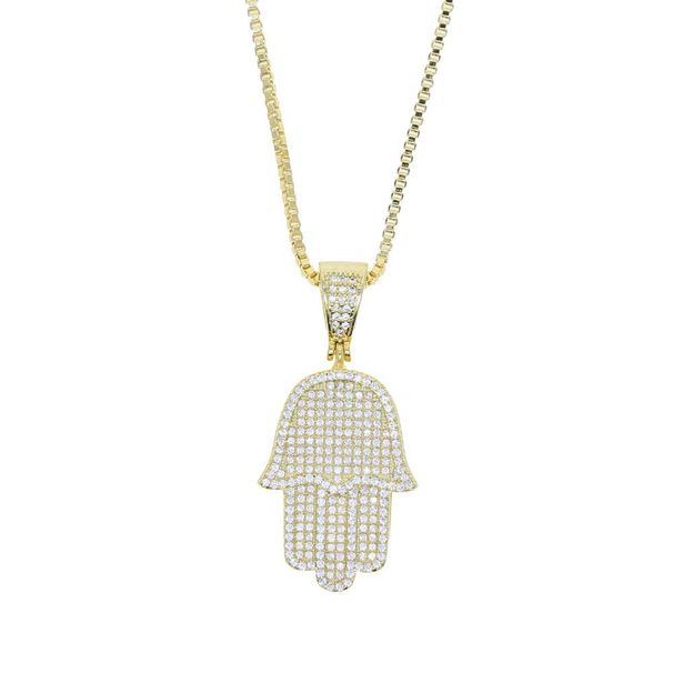 Men's Jewelry Hamsa Palm Pendant Necklace Hip Hop Rap Inlaid Zircon_ipsvogv.com