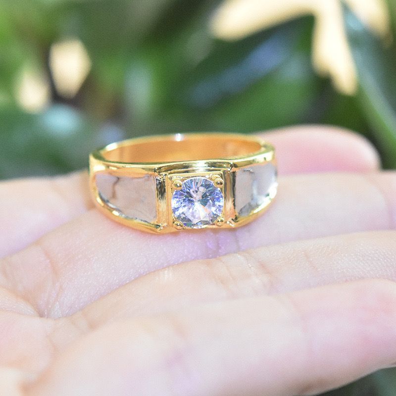 Stone Se Mo Two Tone Sang Fashionable Simple Simulation Zircon Men's Engagement Ring_ipsvogv.com