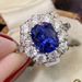 Cao Shi's natural royal blue zircon ring (women's copper plated rhodium) luxury wedding jewelry_ipsvogv.com