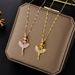 version of the ballet girl necklace design rose gold titanium steel lip chain collarbone chain temperament personality trend beautiful_ipsvogv.com
