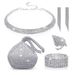 New dumpling shaped evening bag set Ring, earrings, bracelet, necklace five piece set Nightclub fashion celebrity set_ipsvogv.com