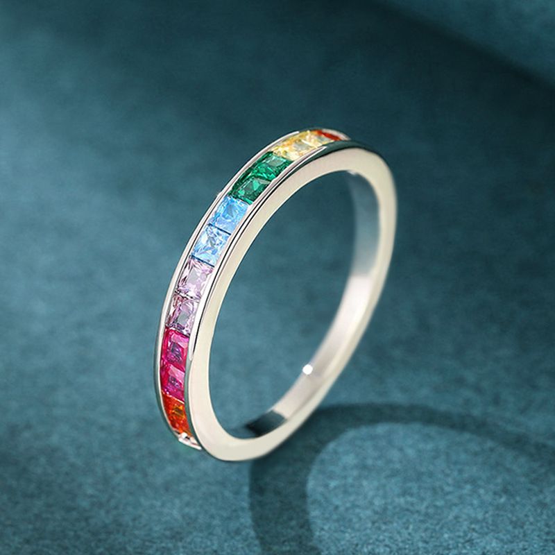 Cao Shi's Classic Simple Colorful Zircon Ring For Women, Fashionable And Popular, Personalized Ring, Minimalist Design_ipsvogv.com