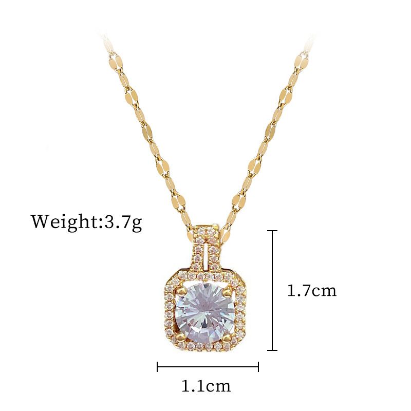【 Titanium Steel 】 Micro Inlaid Necklace Earring Light Luxury Block Full Diamond Personalized Temperament Banquet_ipsvogv.com