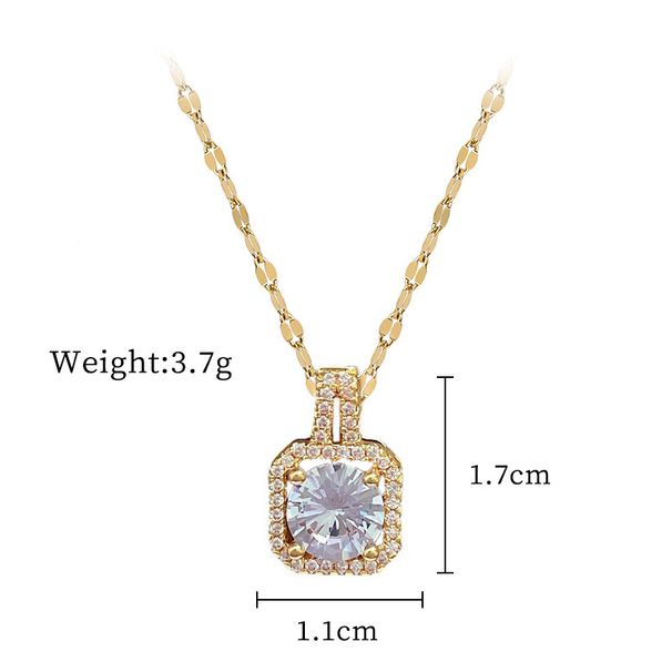【 Titanium Steel 】 Micro Inlaid Necklace Earring Light Luxury Block Full Diamond Personalized Temperament Banquet_ipsvogv.com