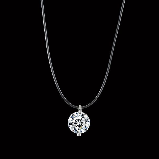 Wind Minimalist And Versatile Transparent Fishline Necklace, Invisible Zircon Mermaid Tear Collarbone Chain Pendant_ipsvogv.com