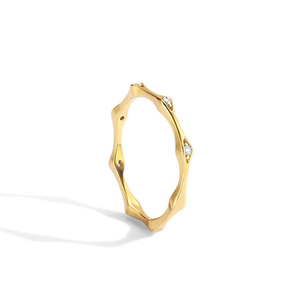 Brass Real Gold Electroplating Modern Simple Bamboo Fashion Personality Thin Ring Index Finger Ring Inlaid With Diamonds For Women_ipsvogv.com
