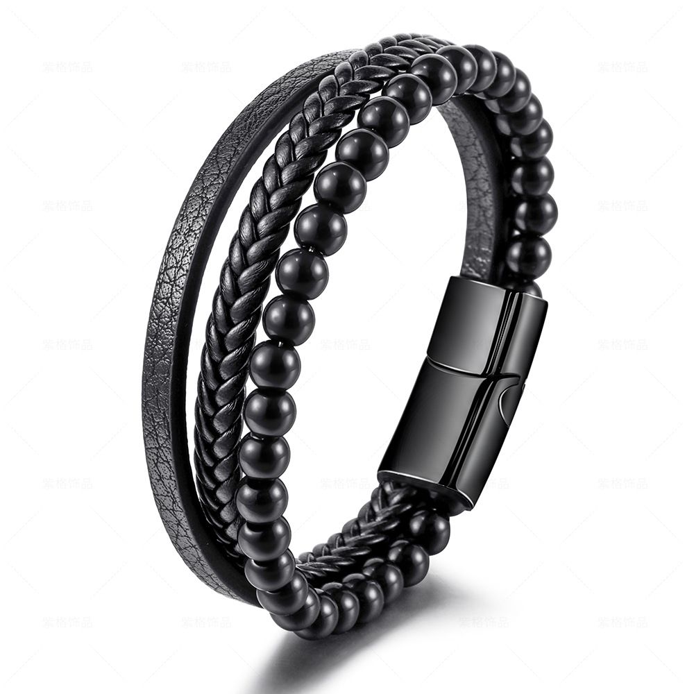 Men's Jewelry Stainless Steel Natural Tiger Eye Stone Bracelet Beads Hand Woven Agate Bracelet_ipsvogv.com