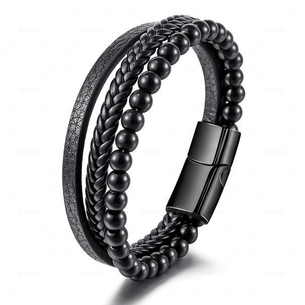 Men's Jewelry Stainless Steel Natural Tiger Eye Stone Bracelet Beads Hand Woven Agate Bracelet_ipsvogv.com