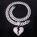 Women’s Jewelry Set Fashion Hip Hop Personality Broken Heart Full Diamond Pendant Necklace HIPHOP Street Dance Accessories Cuban Necklace_ipsvogv.com