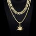 Ins hip hop maple leaf pendant all match personality diamond necklace set trendy cool niche hip hop style_ipsvogv.com