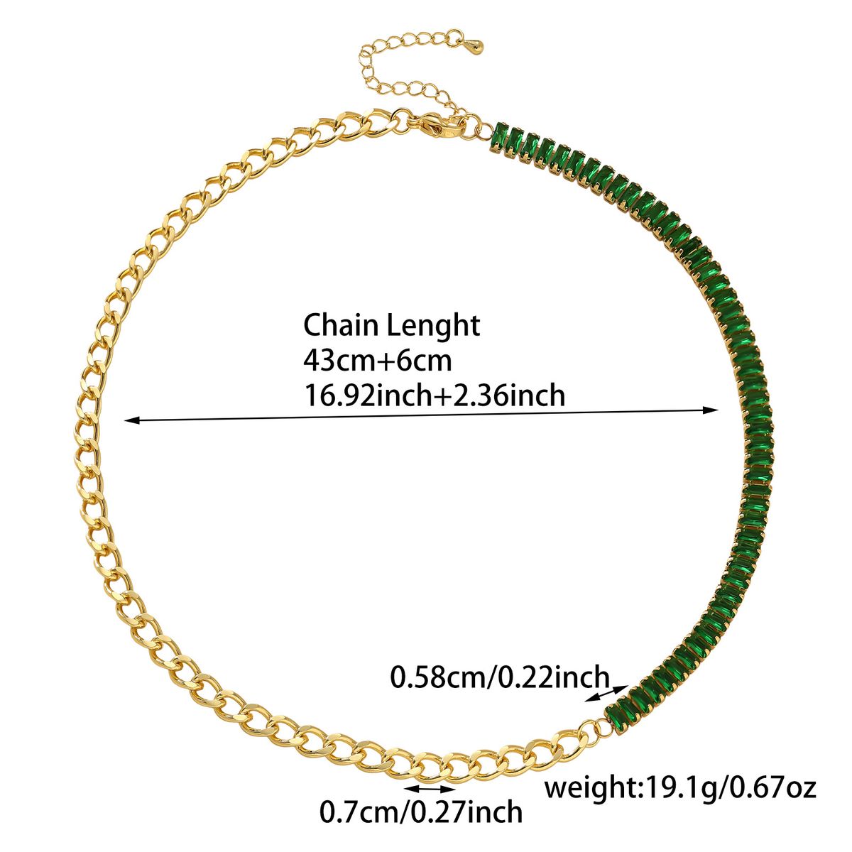Hip Hop Row INS Tennis Chain Colorful Zircon Hot Girl Necklace_ipsvogv.com