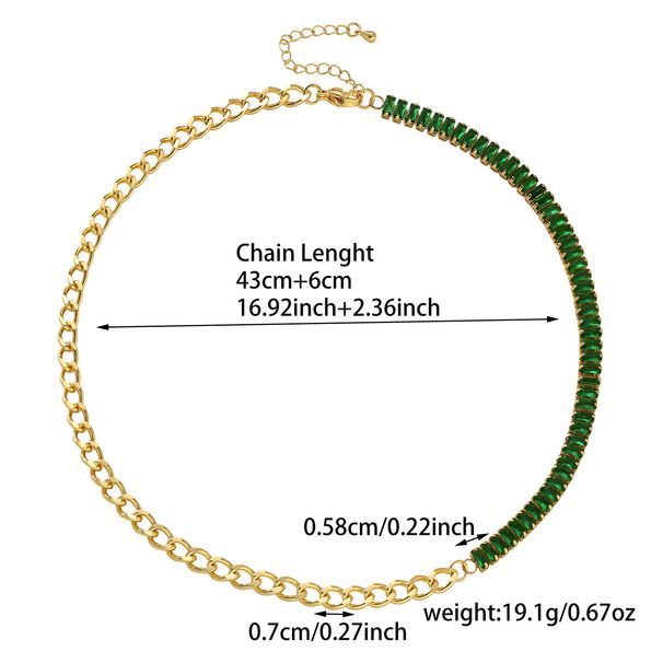 Hip Hop Row INS Tennis Chain Colorful Zircon Hot Girl Necklace_ipsvogv.com