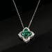 Special lucky four leaf clover cultivation colored gemstone necklace S925 silver inlaid cultivation emerald clavicle chain simple_ipsvogv.com