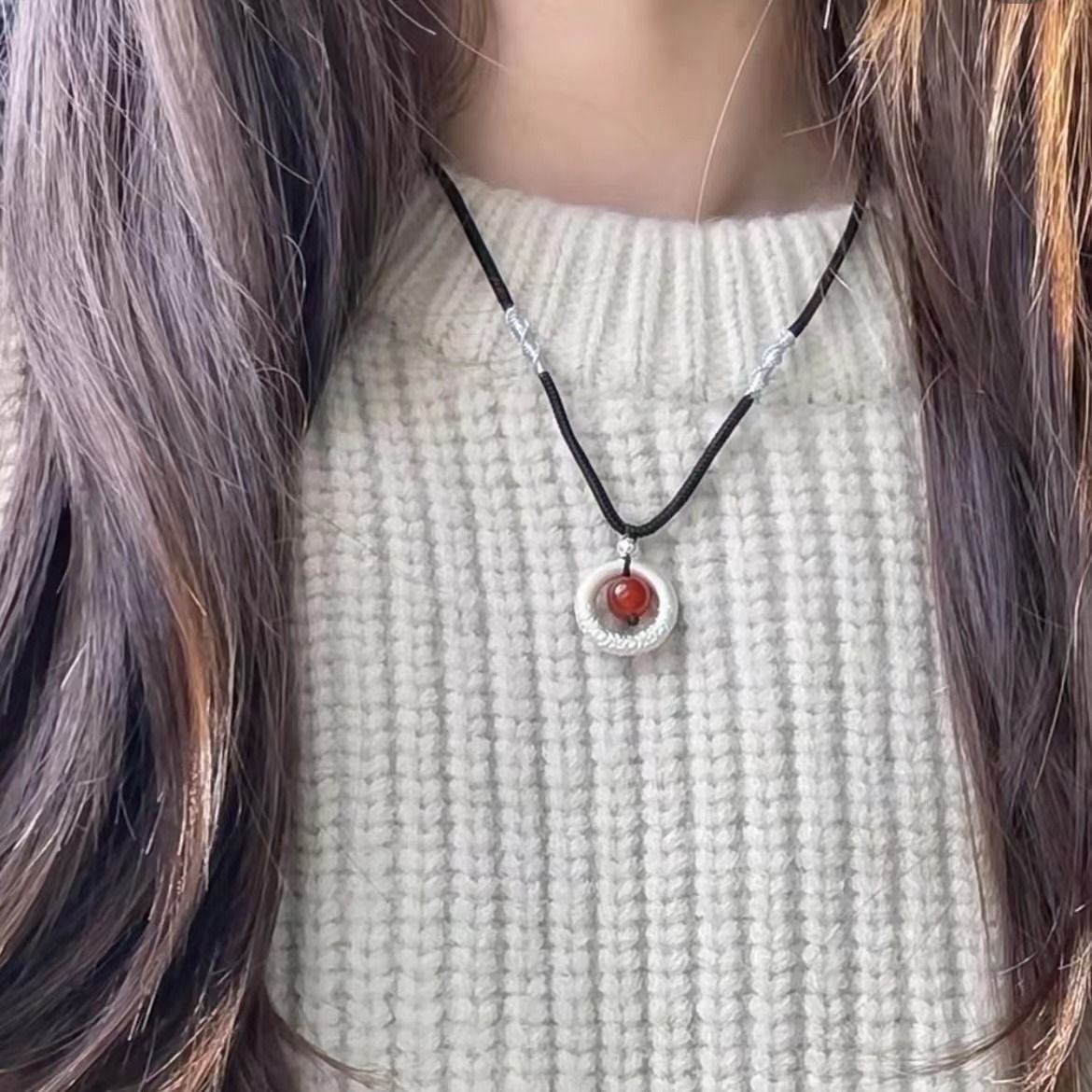 Internet Celebrity Couple Bodhi Bead Red Agate Female Lovesickness Bean, Auspicious Cloud Circle, Safety Buckle, Woven_ipsvogv.com