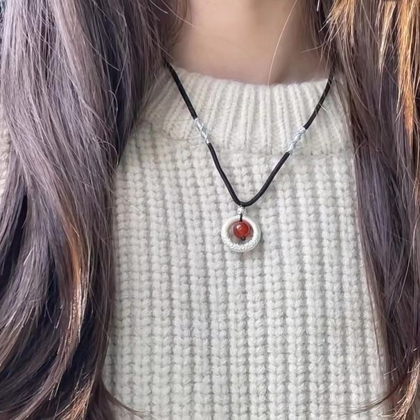 Internet Celebrity Couple Bodhi Bead Red Agate Female Lovesickness Bean, Auspicious Cloud Circle, Safety Buckle, Woven_ipsvogv.com