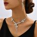 Pearl & Water Diamond Necklace & Earrings Set - Tassel Design Bridal Jewelry For Women, Elegant Wedding Party Set_ipsvogv.com