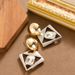 Fashionable Exaggerated Glass Crystal Geometric With Feminine Temperament, Versatile And Simple Silver Needle Earrings_ipsvogv.com