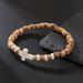 Hot Selling Coconut Shell Wood Chip Turquoise Cross Bracelet Men's Hip Hop Handmade Beaded Elastic Wood Bracelet_ipsvogv.com