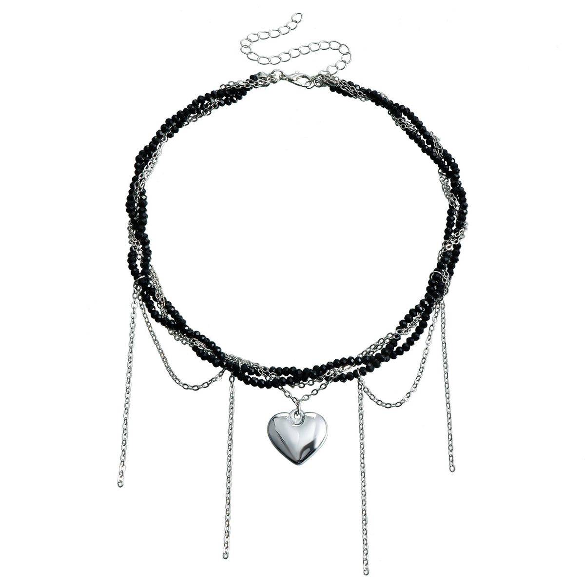Multi-layer Glass Rice Bead Necklace, Female Love Pendant Wrapped Around Light Luxury Long Fringed Collarbone Chain_ipsvogv.com