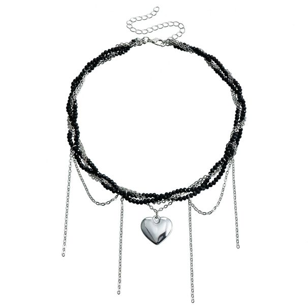 Multi-layer Glass Rice Bead Necklace, Female Love Pendant Wrapped Around Light Luxury Long Fringed Collarbone Chain_ipsvogv.com