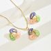 Fashion OL Women's Jewelry Set Personalized Rotating Drip Oil Design Necklace Versatile Earrings_ipsvogv.com