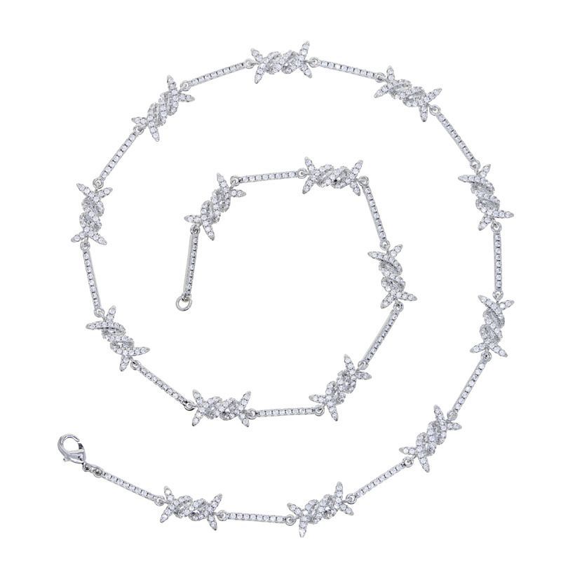 Hip Hop New Thorn Fashion Inlaid Zircon Tennis Chain Couple Necklace_ipsvogv.com