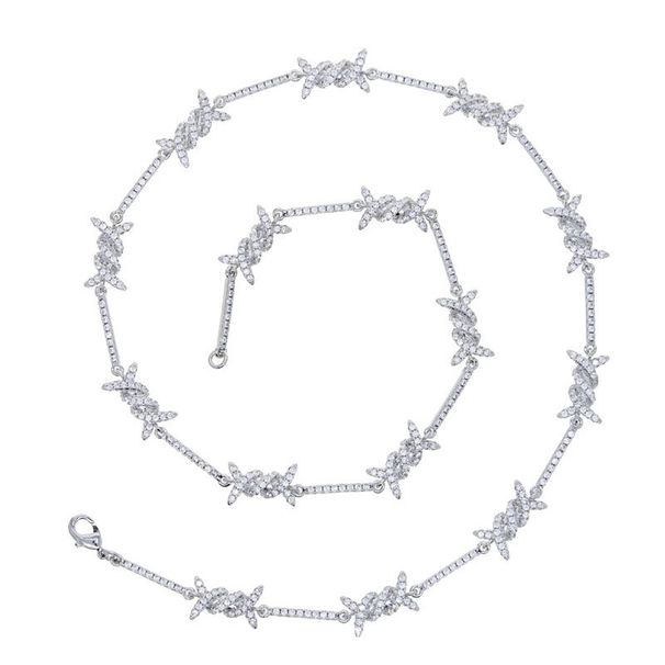 Hip Hop New Thorn Fashion Inlaid Zircon Tennis Chain Couple Necklace_ipsvogv.com