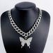 Men’s Jewelry Set Fashion 15mm Flat Wire Splicing Butterfly Alloy Men's Necklace High End Personality Hip Hop Style Cuban Chain_ipsvogv.com
