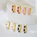 Unisex High Grade Color Enamel Copper Plated Real Gold Earrings Temperament Fashion Commuting Copper Inlaid Zircon Ear Buckle Earrings For Women_ipsvogv.com